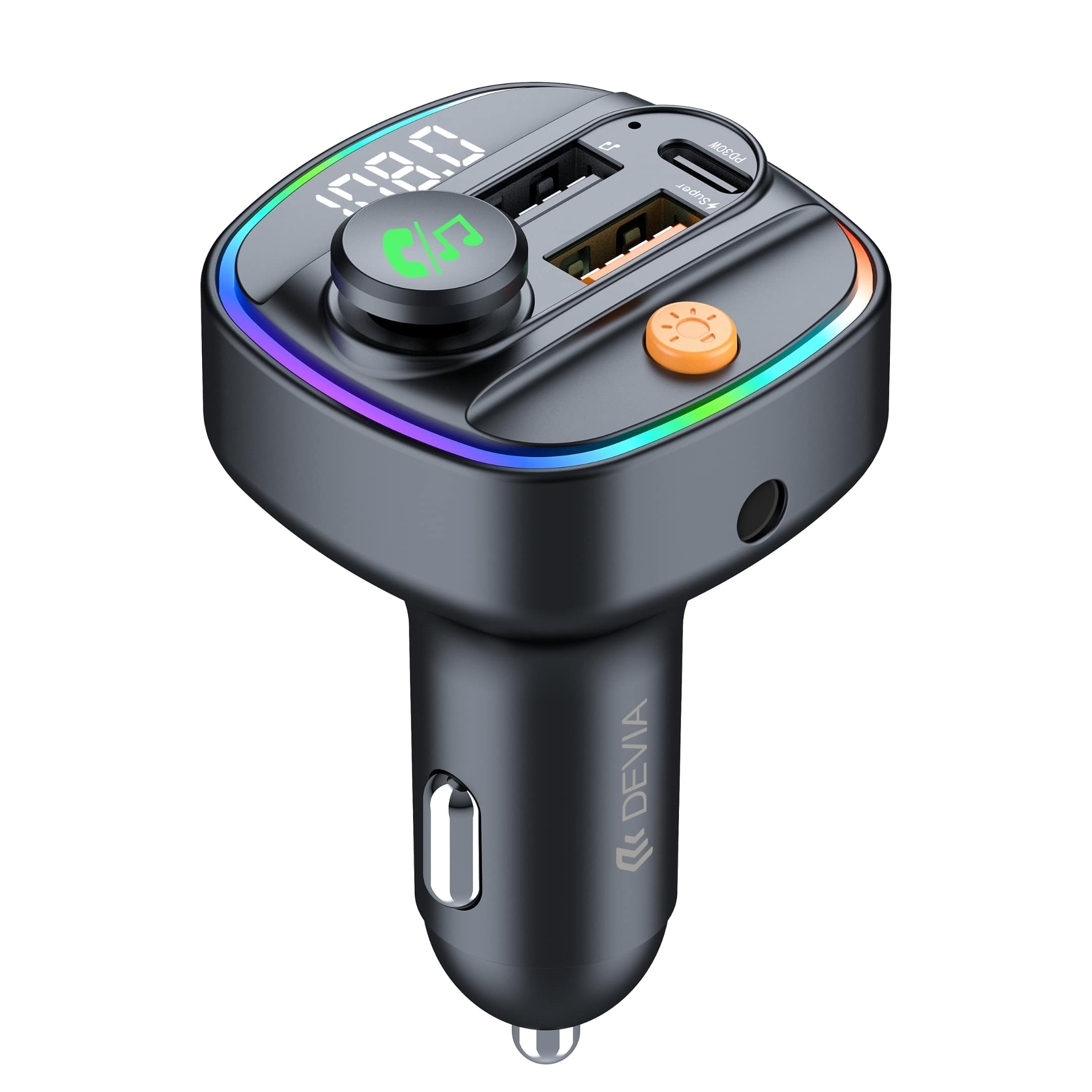 Smart Series PD30W+Dual USB Multi-function Wireless MP3 Fast Car Charger